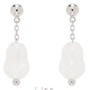 LEMAIRE White & Silver Carved Stones Earrings